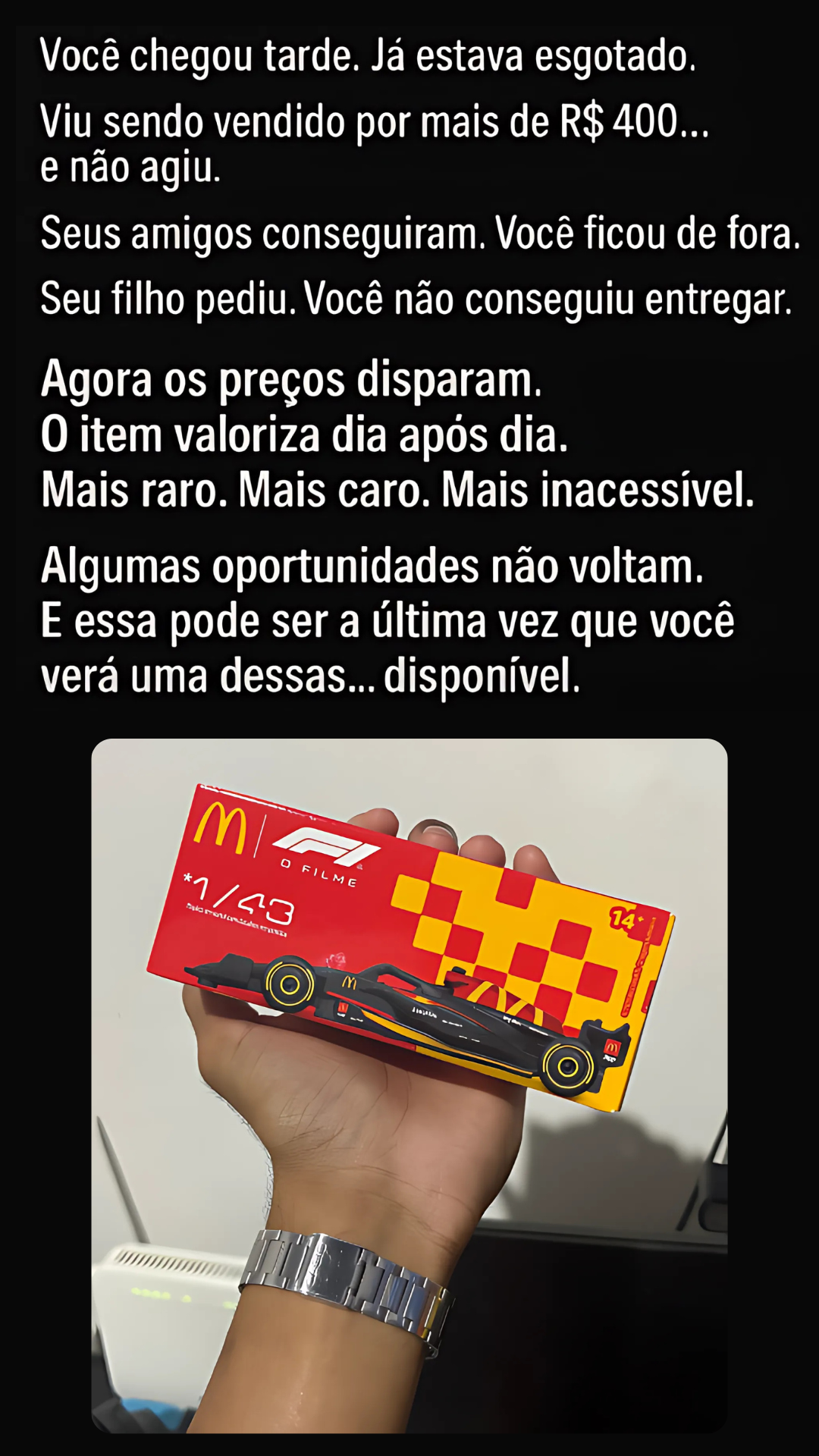 Carrinho F1 na mão